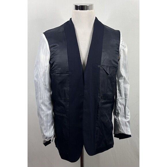 NWT David Taylor 38R Sport Coat Navy Blue Two Button Lined Vented Poly Blend - Picture 8 of 9